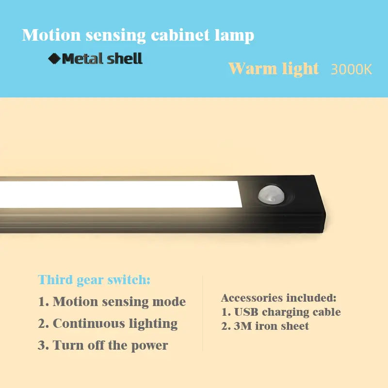 Motion Sensor Light 3 brightness levels black & silver